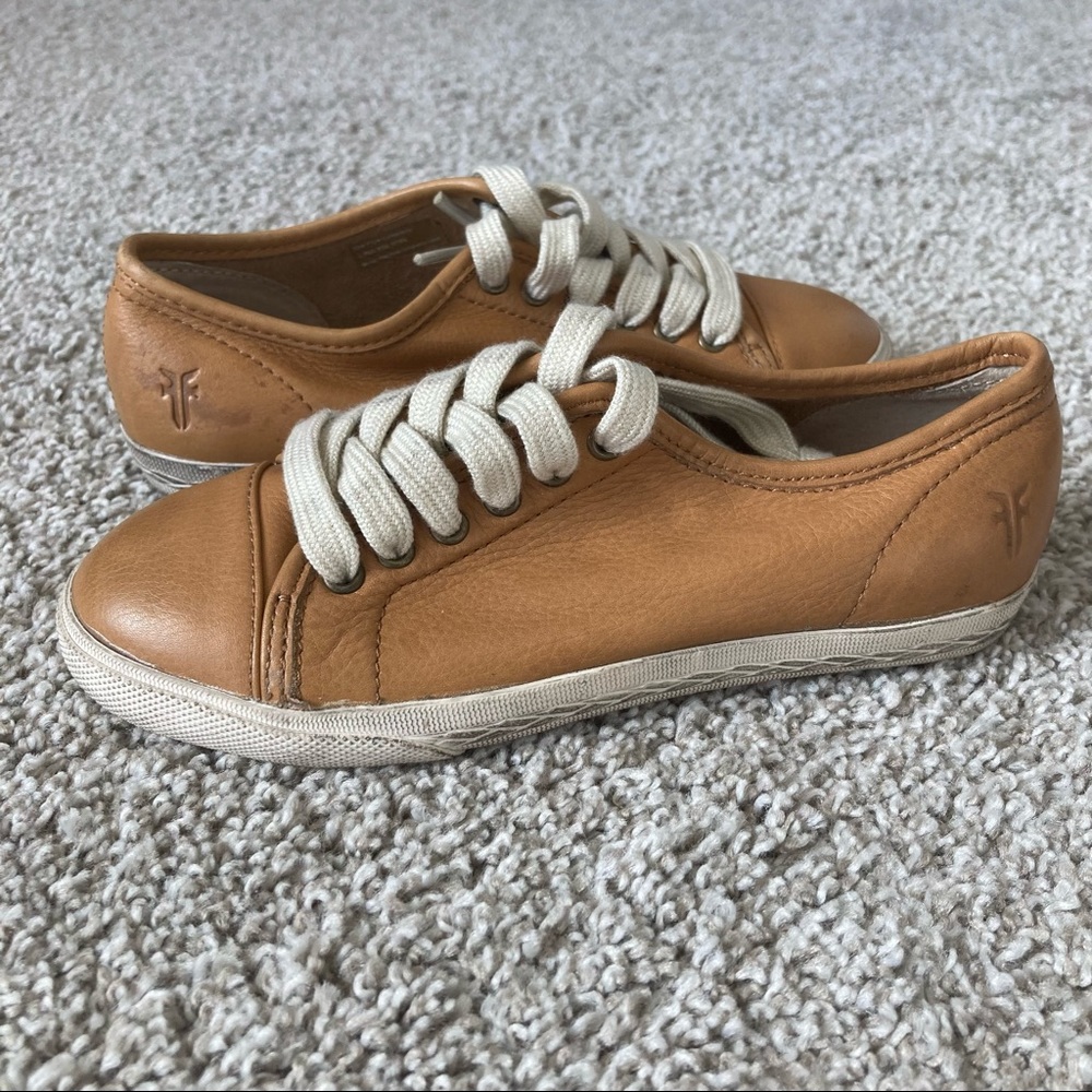 NWOT FRYE Leather Sneakers Camel Youth 13